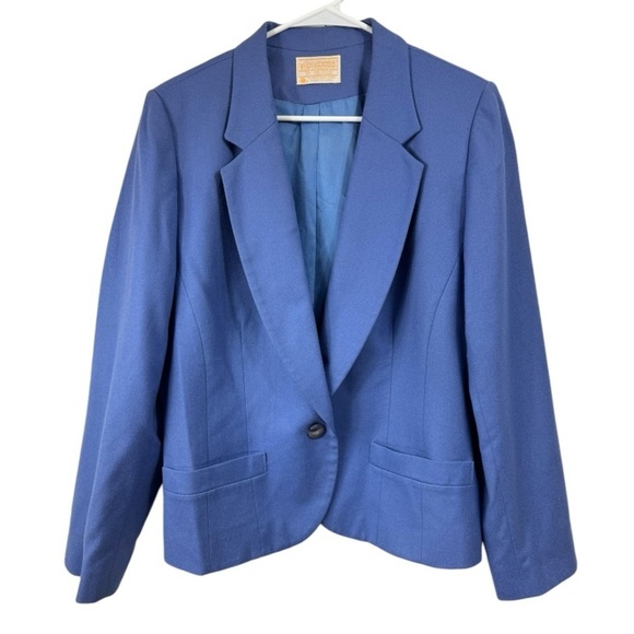Vintage Pendleton Size 16 40” Chest 100% Wool Single Button Blue Blazer Jacket - Picture 1 of 8